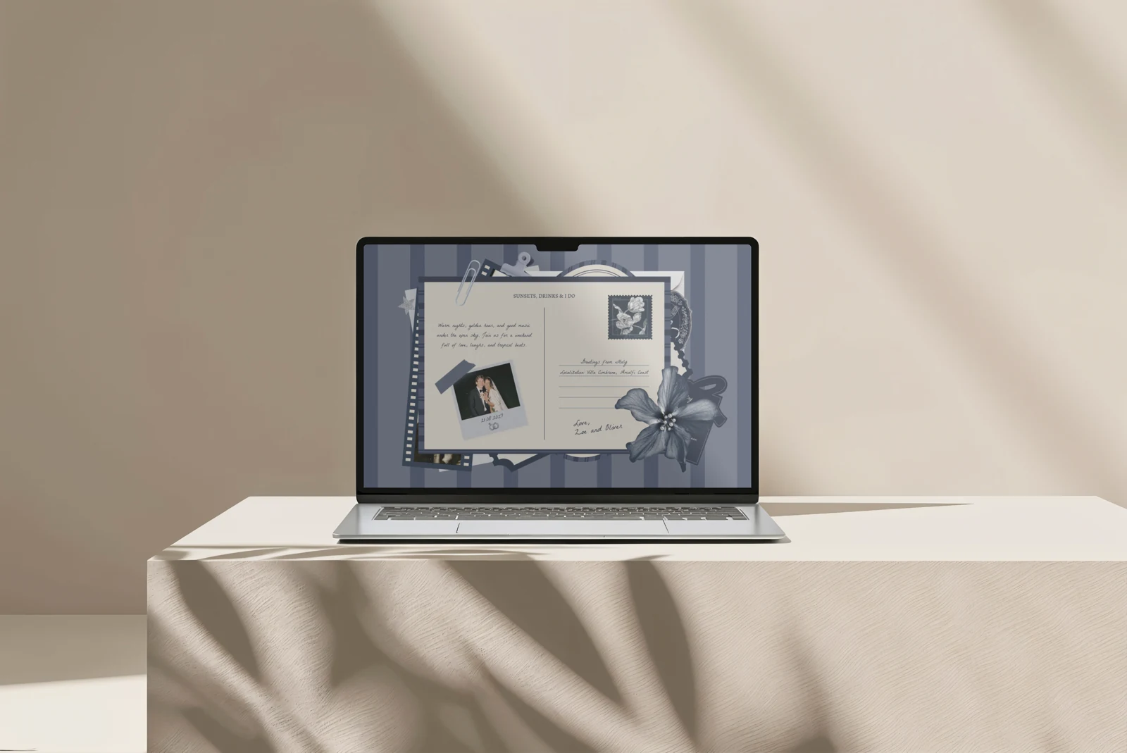 Wedding website on a laptop