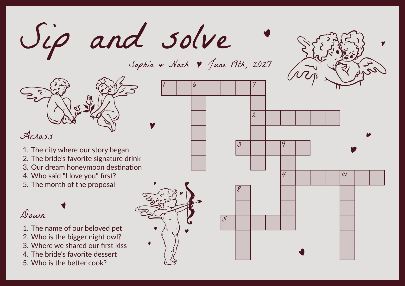 Crossword · Cupid · Burgundy