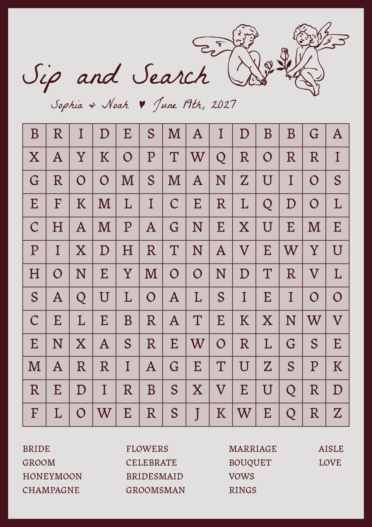 Word search · Cupid · Burgundy