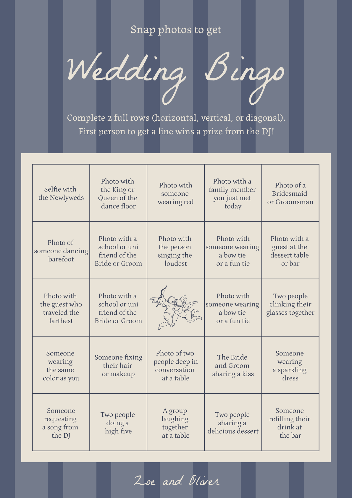 Guest bingo · Stripes · Classic Blue